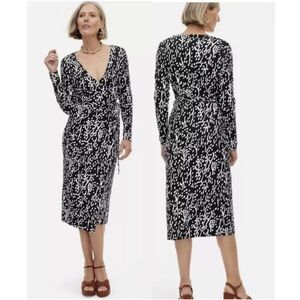 Diane Von Furstenberg for Target Black White Sea Spot Midi Wrap Dress XS